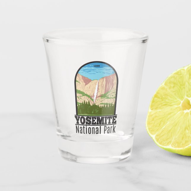 Yosemite National Park California Waterfall Shot Glass (Front)