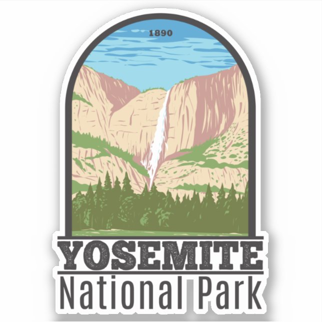 Yosemite National Park California Waterfall Sticker (Front)