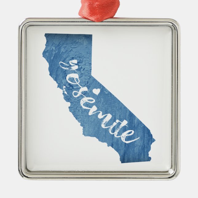 Yosemite National Park California Wood Grain Metal Ornament (Front)