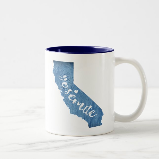 Yosemite National Park California Wood Grain Two-Tone Coffee Mug (Right)