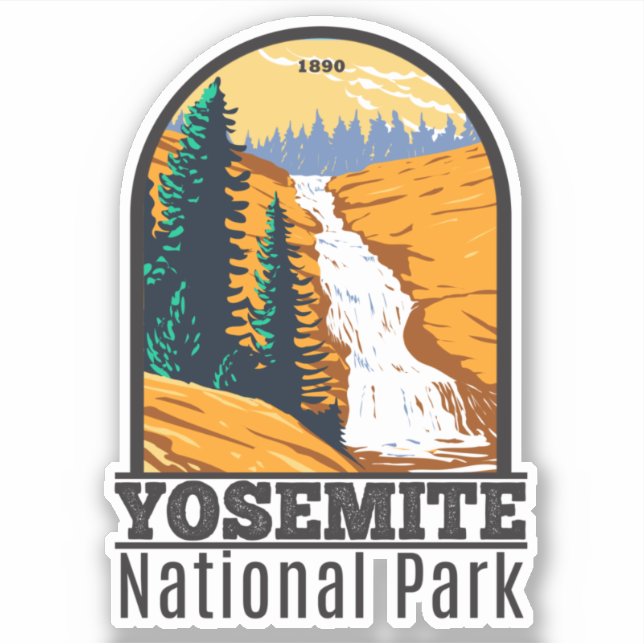 Yosemite National Park Chilnualna Falls California Sticker (Front)