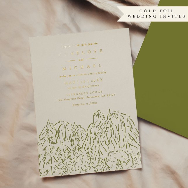Yosemite National Park Destination Wedding Foil Invitation (Yosemite National Park Destination Wedding Gold Foil Invitation)