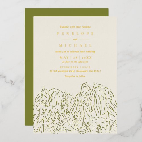 Yosemite National Park Destination Wedding Foil Invitation