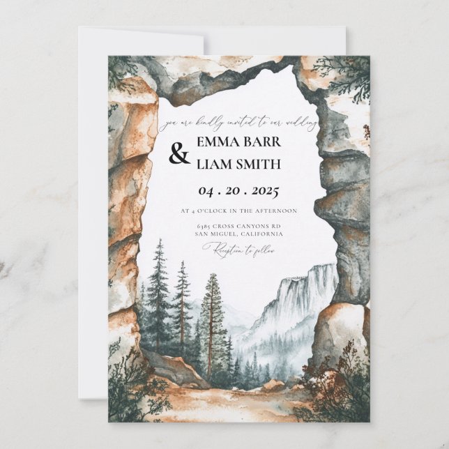 Yosemite National Park Destination Wedding Invitation (Front)