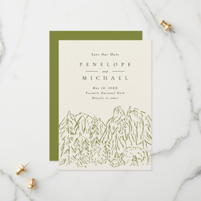 Yosemite National Park Destination Wedding Save The Date (Front/Back In Situ)