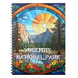 Yosemite National Park Faux Stained Glass Mosaic Notebook