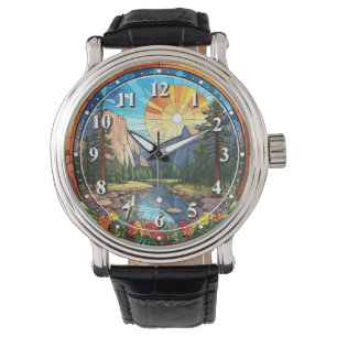 Yosemite National Park Faux Stained Glass Mosaic Watch