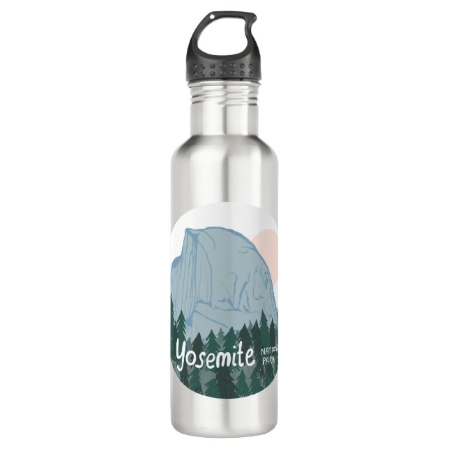 Yosemite National Park Half Dome Art Pastel Stainless Steel Water Bottle (Front)