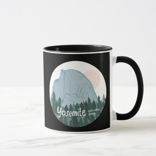 Yosemite National Park Half Dome Black White Mug