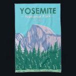 Yosemite National Park Half Dome California  Kitchen Towel<br><div class="desc">Yosemite vector artwork design. The park is famed for its giant,  ancient sequoia trees,  and for Tunnel View,  the iconic vista of towering Bridalveil Fall and the granite cliffs of El Capitan and Half Dome.</div>
