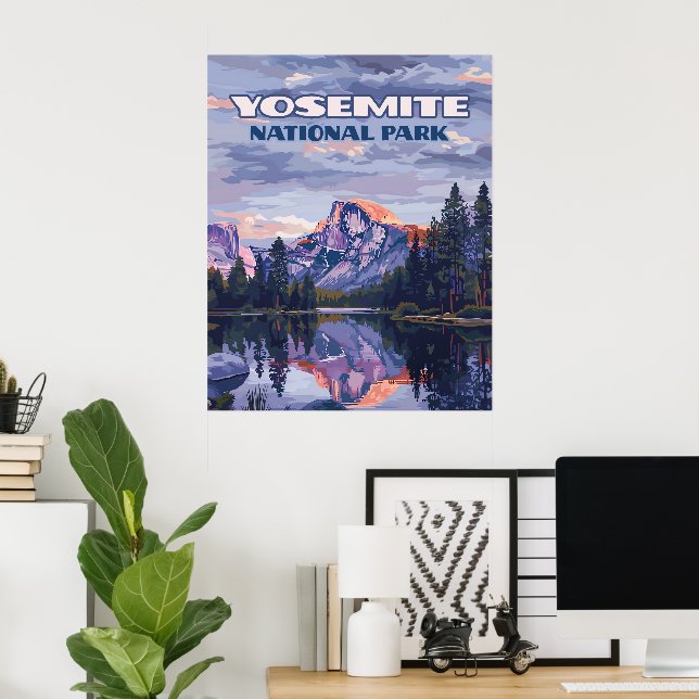Yosemite National Park Half Dome California Sunset Poster (Home Office)