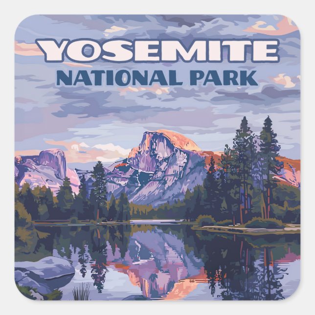 Yosemite National Park Half Dome California Sunset Square Sticker (Front)