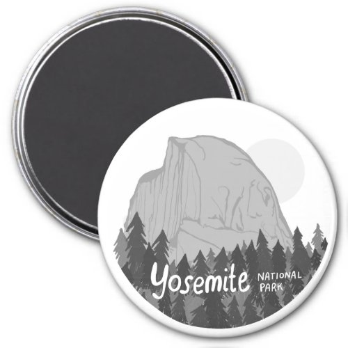 Yosemite National Park Half Dome Grayscale Magnet