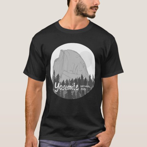 Yosemite National Park Half Dome Grayscale T_Shirt