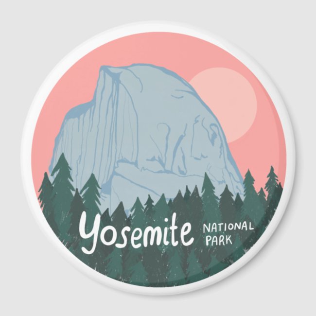 Yosemite National Park Half Dome Pink Magnet