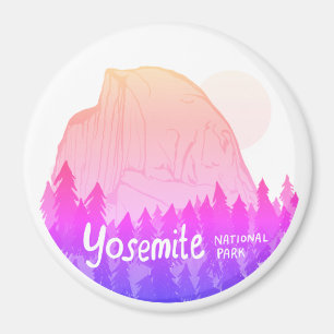 Yosemite National Park Half Dome Pink Purple Magnet