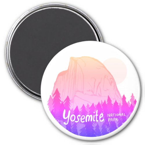 Yosemite National Park Half Dome Pink Purple Magnet