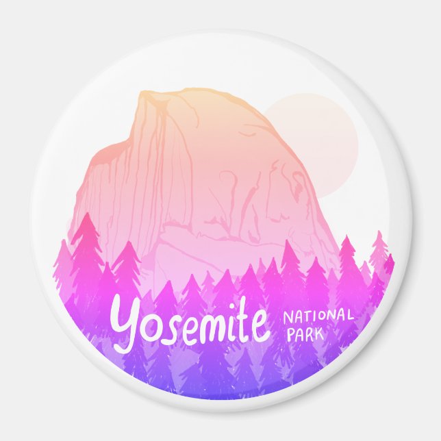 Yosemite National Park Half Dome Pink Purple Magnet (Front)
