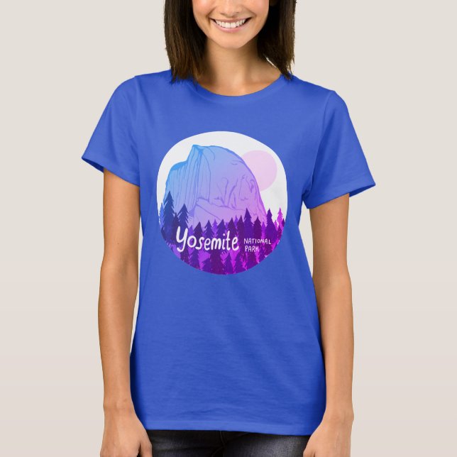 Yosemite National Park Half Dome Purple BLue T-Shirt (Front)