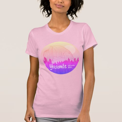 Yosemite National Park Half Dome Sunset Pink T_Shirt
