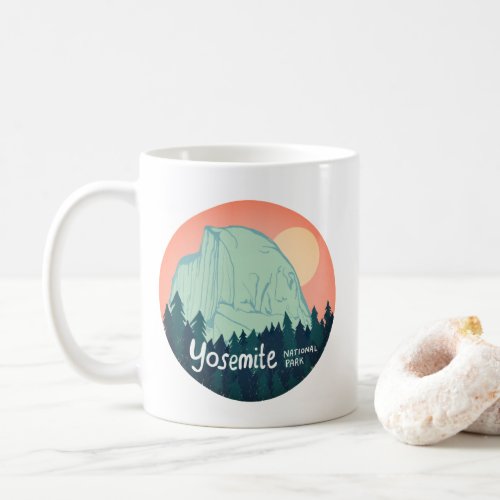 Yosemite National Park Half Dome Sunset Teal Coffee Mug