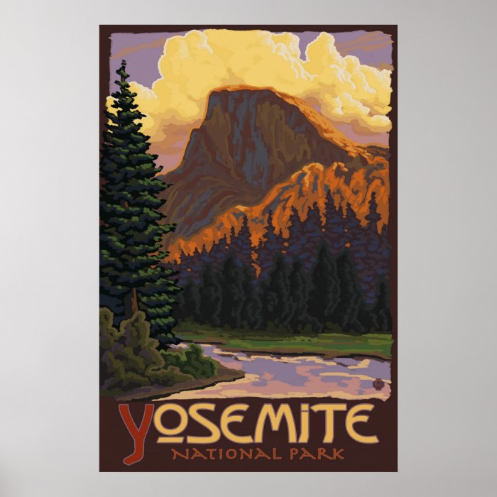 Yosemite National Park   Half Dome Travel Poster