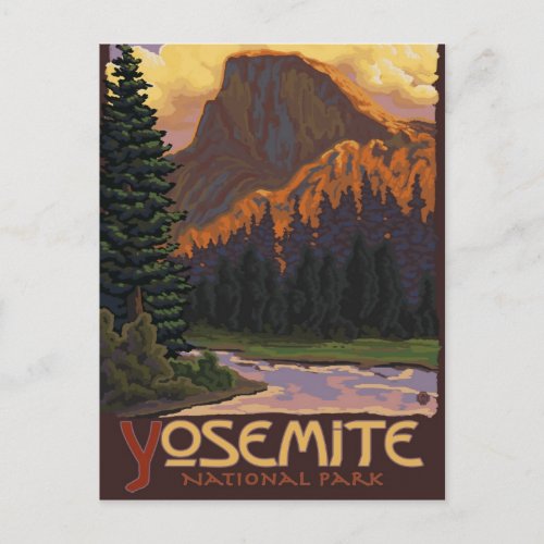 Yosemite National Park _ Half Dome Travel Poster Postcard