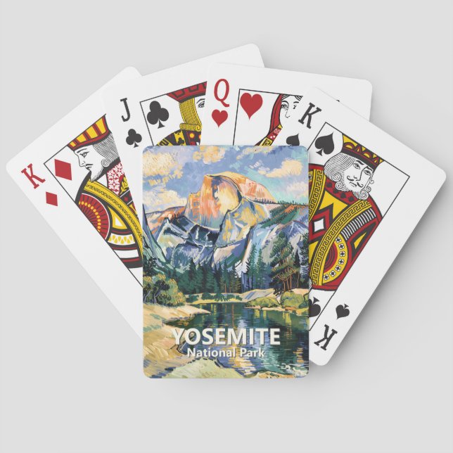 Yosemite National Park Half Dome Vibrant Van Gogh Poker Cards (Back)