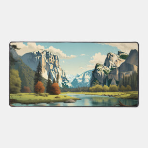 Yosemite National Park Half Dome Vintage Art Desk Mat