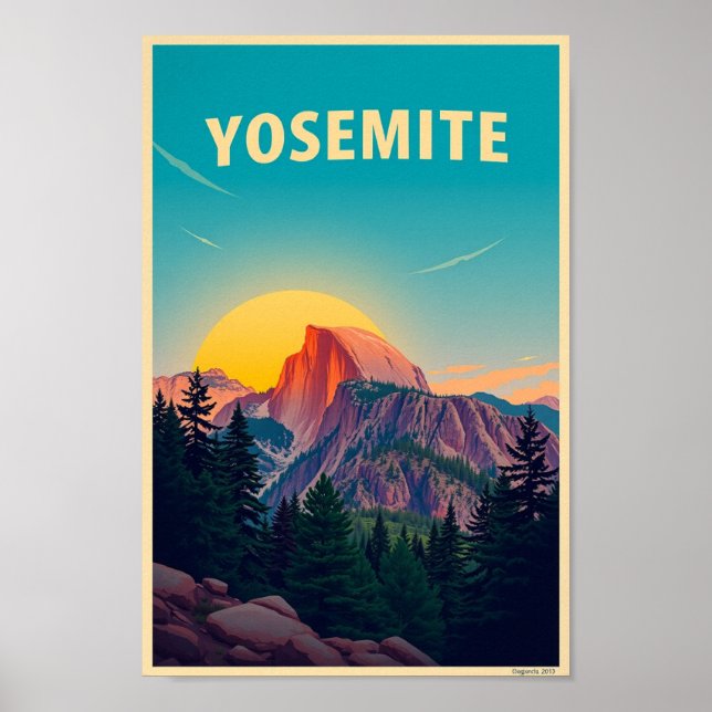 Yosemite National Park Half Dome Vintage Poster (Front)