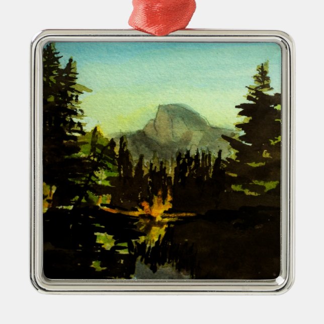 Yosemite National Park:  Halfdome Reflection Metal Ornament (Front)