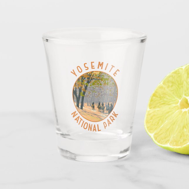 Yosemite National Park Horseback Riding Travel Art Shot Glass (Front)