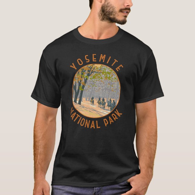 Yosemite National Park Horseback Riding Travel Art T-Shirt (Front)