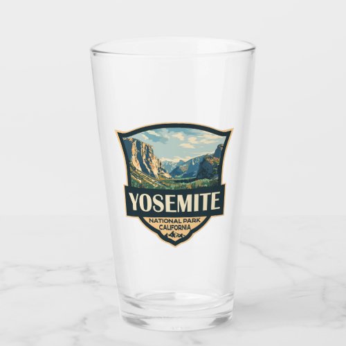 Yosemite National Park Illustration Retro Badge Glass