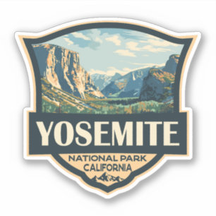 Yosemite National Park Illustration Retro Badge Sticker