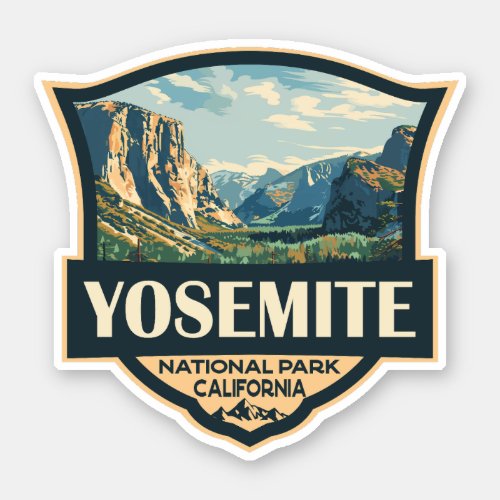 Yosemite National Park Illustration Retro Badge Sticker