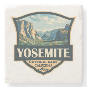 Yosemite National Park Illustration Retro Badge Stone Coaster