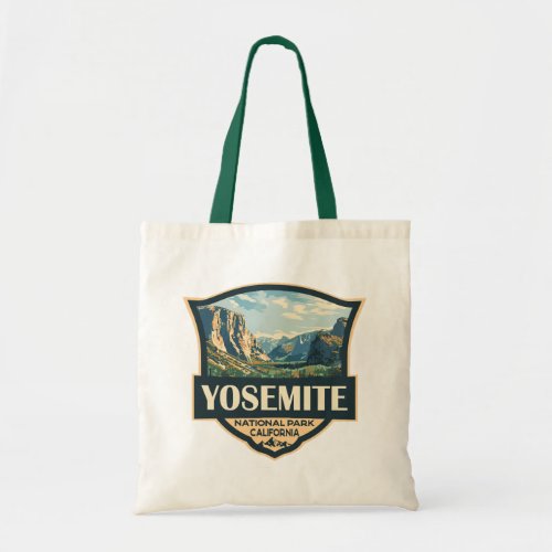 Yosemite National Park Illustration Retro Badge Tote Bag