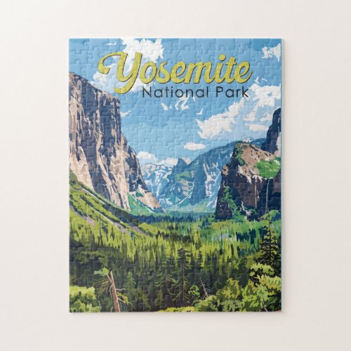 Yosemite National Park Illustration Travel Art Jigsaw Puzzle