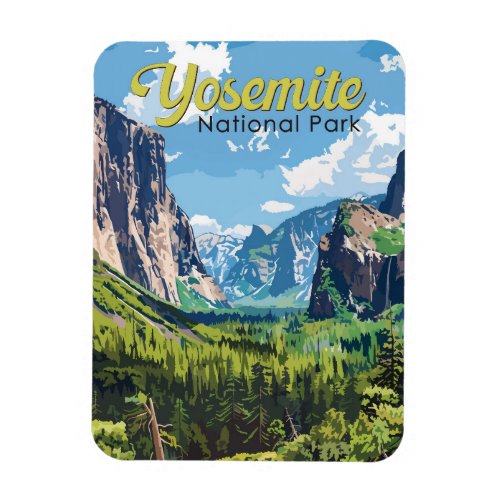 Yosemite National Park Illustration Travel Art Magnet