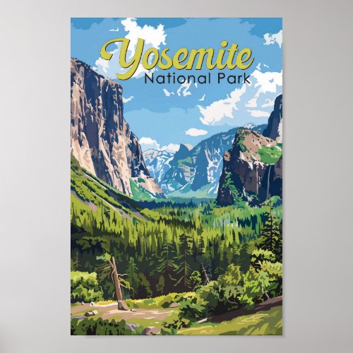 Yosemite National Park Illustration Travel Art Poster