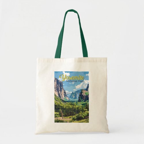 Yosemite National Park Illustration Travel Art Tote Bag