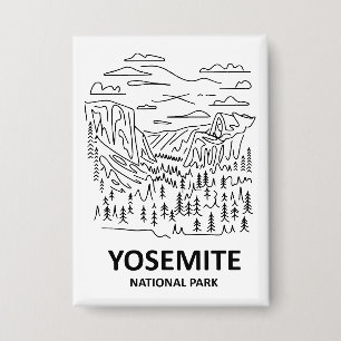 Yosemite National Park Line Art Button