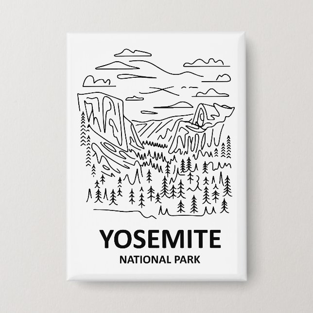 Yosemite National Park Line Art Button (Front)