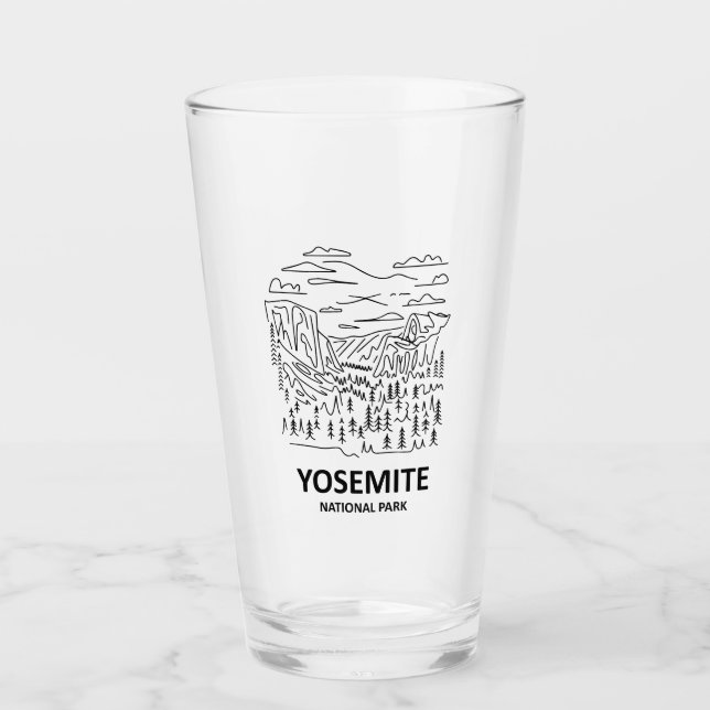 Yosemite National Park Line Art Glass (Front)