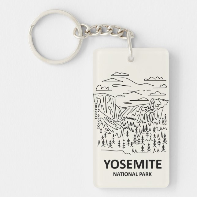 Yosemite National Park Line Art Keychain (Front)