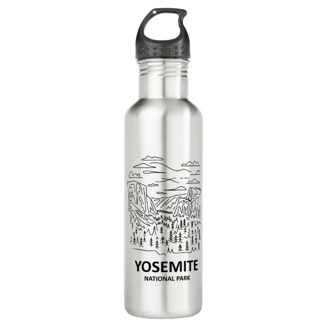 Yosemite National Park Line Art Stainless Steel Water Bottle (Front)