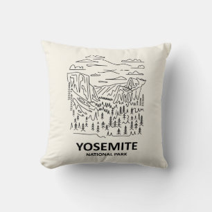 Yosemite National Park Line Art Throw Pillow