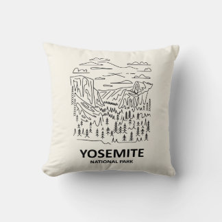 Yosemite National Park Line Art Throw Pillow