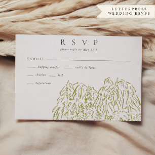 Yosemite National Park Line Art Wedding RSVP Letterpress Invitation